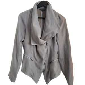 Grey Vegan Suede Asymmetrical Moto Jacket Size Medium